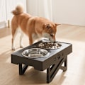 Miniatyrbillede 5 af 5: Justerbare hævede hundeskåle Dobbelt skåle i rustfrit stål Hævet hundeskål til hunde Hvalp Sort