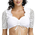 Miniatyrbillede 3 af 4: Elegant Sort Blonder Dirndl-Bluse til Oktoberfest - Kvinders M Hvid