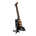 Miniatyrbillede 4 af 8: Mini elektrisk guitar i træ med stativ Sort Mini musik instrument Dukkehuss model dekoration 7,3 tommer
