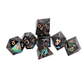 Miniatyrbillede 4 af 8: 7 stk Terningesæt Polyhedron Harpiks Rullende Farvede Terninger Sæt med Numre til Brætspil Sort