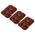 Miniatyrbillede 3 af 8: 3 stk 6 hul silikone bageform Halvkugle Chokoladebomber Form til kagepudding