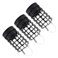 Miniatyrbillede 7 af 8: 3 stk. Fiske Agnsbur Hollow Rustfrit Stål Fodring Lokkefælde Tackle Tilbehør Sort 40g