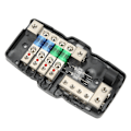 Miniatyrbillede 6 af 8: Fused Power Distribution Block 4-vejs Fordeling Passer til Biler Campingvogne Lastbiler Trailer UTV-både