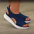 Miniatyrbild 3 av 5: Mesh Platform Fish Mouth Sandaler för Kvinnor - Blå, Storlek 40