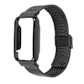Miniatyrbilde 1 av 8: Mesh-rem i rustfritt stål med svart støtfangeretui, utskiftbart tilbehør Passer for Mi Band 7 Pro Black