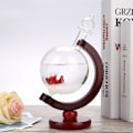 Miniatyrbild 3 av 8: Vacker väderprognos Crystal Windstorm Glas Trä Bas Globe Form Skrivbordsrum