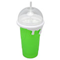 Miniatyrbillede 3 af 8: Frosne Smoothies Kop Genanvendelig Eksplosionssikker Blød Silikone Frossen Squeeze Kop Smoothies Maker Kop med Dobbelt Anvendelse Sugerør til DIY Grøn
