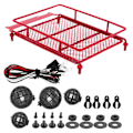 Pikkukuva 1 / 8: Metallinen kattoteline LED-valoilla Sopii MN 1/12 RC Crawler MN90 / MN90KRed