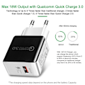 Miniatyrbillede 5 af 8: Universal QC3.0 USB-lader EU-stik 18W Quick Charge 3.0 Hurtigadapter Vægstik Mobiltelefonlader