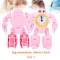 Miniatyrbild 7 av 8: Creative Mini Elektronisk Tecknad Deformation Robot Väckarklockor Barn Barnleksak (Rosa)