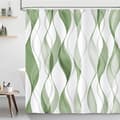 Duschdraperi med vågformad gradient – modern minimalistisk stil – 180×180 cm – vattentät och mögelresistent polyester – 12 krokar ingår Grön