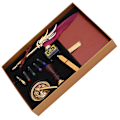 Miniatyrbild 8 av 8: Dopp Kalligrafi Pennset Fjäder Bläckbehållare Fontänpenna Presentförpackning Kit med Lackstämpel VerktygSP139006 Vinröd