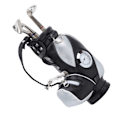 Miniatyrbild 8 av 8: Mini Desktop Golfväska Penna Klocka Zinklegering PU Läder med Golfpennor Souvenir Set GiftSvart Silver