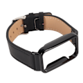 Miniatyrbillede 3 af 8: PU-læderarmbånd Vandafvisende udskiftningsurrem med sort rustfrit stålhus til Mi Band 7 Pro Black