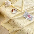 Miniatyrbild 5 av 7: Bomullstäcke Ren färg Hemmode Elegant Tencel broderimönster Bomull Sommarkyltäcke Gul 200x230