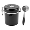 Miniatyrbillede 2 af 8: Kaffebønner Opbevaring af Rustfrit Stål Lufttæt Beholder Kaffe med 30 ml Ske Dato Sporing Kaffebeholder til Butik 1,5 L Sort