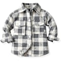 Miniatyrbillede 1 af 3: Flannel Plaid Skjortejakke til småbørn, drenge og piger, Langærmet Lapel Knappet Jakke til Efterår og Vinter 2-3 år - Grå