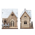 Miniatyrbillede 6 af 8: Dukkehust Jul LED-lys Træhus DIY Lysende Miniature Dukkehust Julepynt Tilbehør