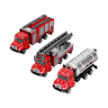 Miniatyrbillede 1 af 8: 3 stk 1:50 Brandbilslegetøj Simuleret Legering Træk Tilbage Bilmodel Fødselsdagsgave til Børn KidPull Back Brandbilsæt
