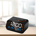 Miniatyrbild 3 av 8: Väckarklocka Radio Multifunktionell LED Musik Timing Uppladdningsbar FM Radio Väckarklocka för Home Svart