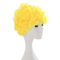 Badehette med kronblader, retro 3D-blomstermotiv, badehette med blomster, bra yellow