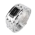 Miniatyrbild 3 av 8: LED-klocka Unik binärt tidsläge Display Konvex bågstruktur Vattentät LED-armbandsur Elektronisk klocka Silver L