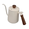 Miniatyrbilde 4 av 8: 600 ml svanehals kaffekanne 304 rustfritt stål lang tut vannkoker trehåndtak hell over kaffe tekanne hvit