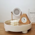 Miniatyrbilde 4 av 6: Rund serveringsbrett i plast Kosmetisk oppbevaringsbord Skrivebordsorganisator Beholder for snacks pynt Toalettskrin Standard Hvit