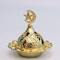 Miniatyrbillede 8 af 8: Vintage Røgelsesbrænder Udsøgt Rustbeskyttende Metal Røgelsesbrænder til Soveværelse Stue Måne Stjerner Guld