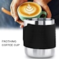 Miniatyrbilde 8 av 8: Kaffekopp i rustfritt stål for skumming av melk Varmebestandig lattekanne (svart)