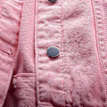 Miniatyrbild 5 av 5: Vår Höst Dam Solid Färg Denimjacka, Långärmad Ytterkläder XL Rosa