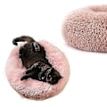 Miniatyrbillede 2 af 3: Rolig Vaskbar Plys Hundebed XL - Donut Stil, Læder Pink