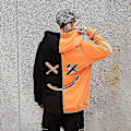 Miniatyrbillede 2 af 3: Smilende Ansigt Print Mænds Langærmet Hoodie Trøje Sort Orange