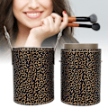 Miniatyrbillede 5 af 8: Bærbar PU-læder Makeup Penselkop Rørholder Rejse Kosmetisk Beholder ToolBronze