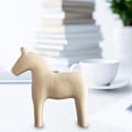 Miniatyrbillede 7 af 8: Træhest Figur Robust Fyrretræ Håndmalet Simpel Ren Farve Hest Statue til Familie Kontor Bordplade Beige L