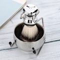 Miniatyrbillede 5 af 8: Barberkost i rustfrit stål Skægbørstestand Stativ Sæbeholder Barberværktøjssæt38092