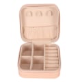 Miniatyrbillede 2 af 8: Smykkeskrin Pink Holdbart PU Læder Elegant Glat Lynlås Stor Kapacitet Smykkeetui til Ringe Øreringe Halskæde