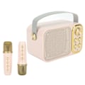 Miniatyrbillede 4 af 8: Karaokemaskine med 2 mikrofoner Karaoke alt-i-én maskine Bærbar Bluetooth-sangmaskine til hjemmefest Rosa