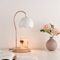 Miniatyrbillede 6 af 8: Duftlysvarmer Lampe Duftvoks Smeltende Dæmpbar Metal Lysvarmer Lanterne med Træbase til EU-stik i Soveværelset