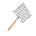 Miniatyrbillede 3 af 8: Aftagelig pølseholder i rustfrit stål med dampfunktion og ekstra langt træhåndtag 4 spyd 6 pinde design BBQ-værktøj L