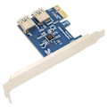 Miniatyrbillede 3 af 8: PCI E 1 til 2 Riser Card Bra fleksibilitet Høj stabilitet Pcie Splitter 1 til 2 PCIE Riser Card til Bitcoin Ethereum Mining Blå Plade