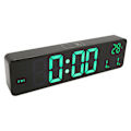 Miniatyrbillede 5 af 8: Digital vækkeur 10in 12/24H Temperaturdisplay Batteridrevet Lydløs Grøn Baggrundsbelyst LED-ur til Kontor i Soveværelset