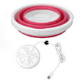 Miniatyrbillede 2 af 8: 5L Foldbar Vaskemaskine Ultralyd Vibration Frem og Tilbage USB Foldbar Bakke til Hjem Rosa
