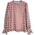 Pikkukuva 4 / 4: Chiffon-huippuinen pitkähihainen pusero XL vaaleanpunainen