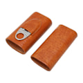 Miniatyrbillede 4 af 8: Cigar Etui 3 Finger Cedertræ Foring Bærbar Kunstlæder Cigar Holder Æske med Cutter til Mænd Brun