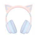 Miniatyrbilde 3 av 8: Kattøre Bluetooth-hodetelefoner Trådløse sammenleggbare musikkhodetelefoner med LED-lys Avtakbar mikrofon 3,5 mm kabel Blå