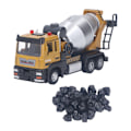 Miniatyrbillede 1 af 8: 1:32 skala betonmixer lastbil legetøj 360 grader roterende legering konstruktion lastbil model legetøj med simulering sandsten