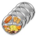 4-pack rostfria tallrikar, 20 cm 3-delade runda tallrikar portionskontrollplattor Silver