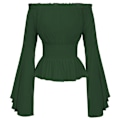 Miniatyrbilde 2 av 4: Bohemian Renaissance Middelalder Kvinners Langærmet Bluse Grønn S-XL