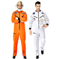Miniatyrbillede 2 af 5: Voksen Astronaut Rumdragt Kostume | Mænds Rollespil Cosplay Rummand Flyve Jumpsuit Uniform - Orange